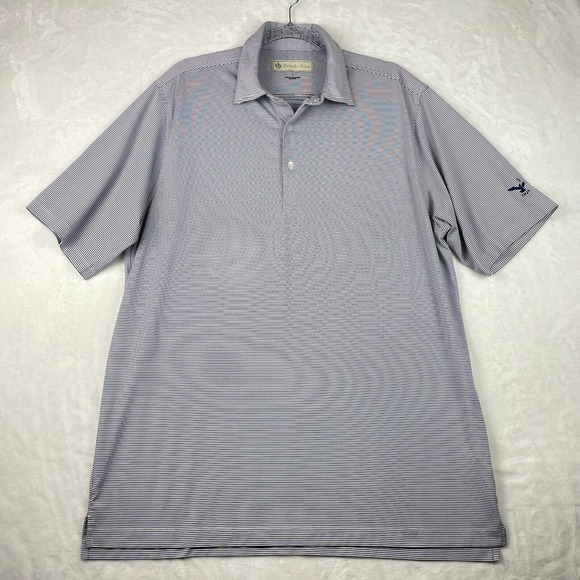 Donald Ross Polo Shirt Men's L Blue Stripe‎ Golf Blue Eagle w/ White Globe Logo - Picture 3 of 10